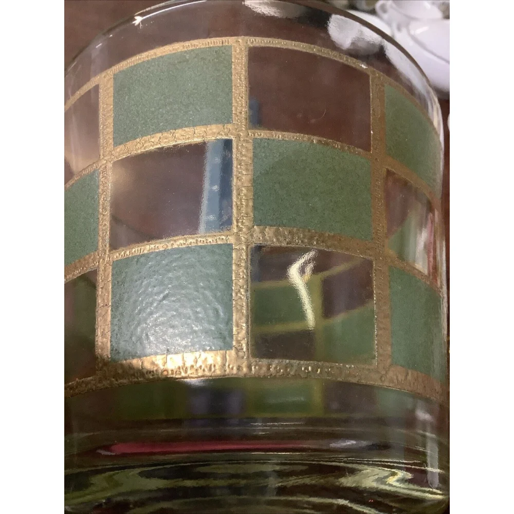 Culver 22K Gold Green Ice Bucket 4.75” MCM Vintage